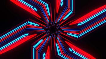 Red and Blue Hexagonal Neon Lines Tunnel Background VJ Loop in 4K video