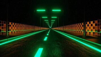 Turquoise and Orange Neon Fast Futuristic Highway Background VJ Loop in 4K video
