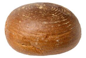 Round loaf of rye bread with a distinctive pattern on the crust. Isolated background photo
