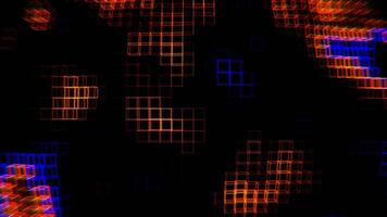 Deep Blue and Orange Neon Cubic Frame Waves Background VJ Loop in 4K video