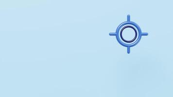 3d cartoon dollar coin with target pointer isolated on blue background. investment business target concept, 3d render illustration video
