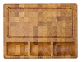Rectangular cutting board made from end grain oak wood, isolated background. photo