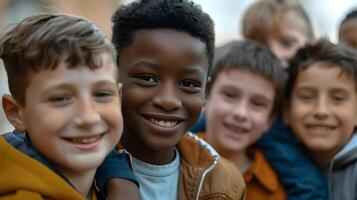 Group of children smiling for the camera photo