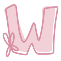 W alphabet with pink bow png