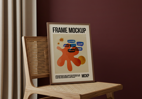 Frame Mockup with Abstract Art on a Chair psd
