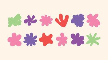 Set of boho-inspired hand sketched shapes, floral icons, and badges background elements for creative branding, packaging, website design and printed merch. vector