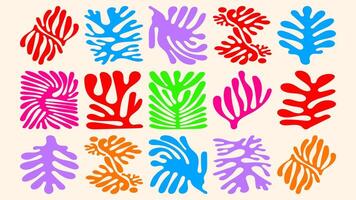 floral pattern in playful wavy style, beach and summer vibes, hand drawn plants and flowers, modern naive surface design, textile and wallpaper template vector