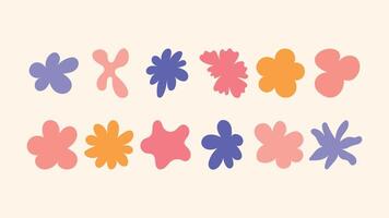 Set of hand sketched shapes, floral icons, and badges background elements for creative branding, packaging, website design and printed merch. vector