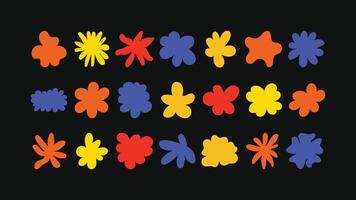 stars, flowers, badges and symbols background elements for packaging, branding projects and social media posts. vector