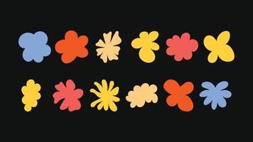 collection featuring stars, floral icons, badges and geometric forms background elements for packaging, branding and prints. vector