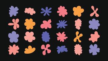 set of stylish hand drawn stars, flowers, badges and symbols background elements for packaging, branding projects and social media posts. vector