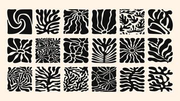 Minimal pattern with abstract ocean waves and simple naive florals, clean and elegant surface design for modern decor. vector