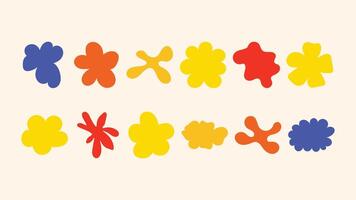Editable design set with hand sketched badges, flowers, stars and geometric symbols perfect for creating unique packaging, branding visuals and online templates. vector