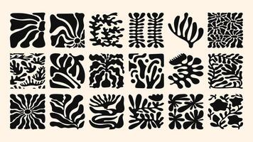 Minimal with abstract ocean waves and simple naive florals, clean and elegant surface design for modern decor. vector