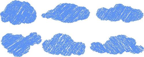 A set of blue clouds with different shapes vector