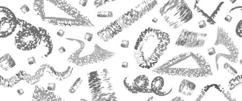 A black and white pattern with many different shapes vector