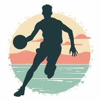 Silhouette Graphic of a Basketball Player in Movement Pose vector