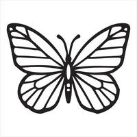 The form of a butterfly with flat, linear details A coloring sheet vector