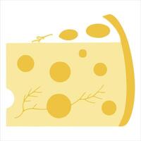 A wedge of yellow cheese with many holes of varying sizes vector