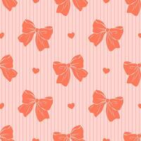 seamless pattern with cute red bow on pink background vector