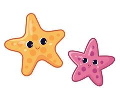 Two cartoon starfish. cute illustrations vector