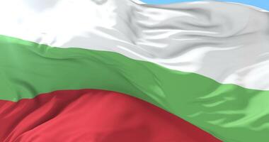 Bulgaria flag waving at wind in slow with blue sky loop video