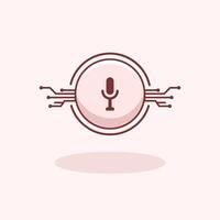 illustration of a voice assistant device with sound waves representing smart AI interaction vector