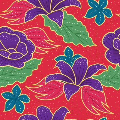 seamless batik pattern on a warm terracotta background, accented with gold detailing. The design evokes a rich, rustic, and elegant mood.