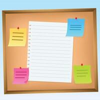 Bulletin Board wooden frame schedule Grain texture, sticky notes, paper, wall schedule vector