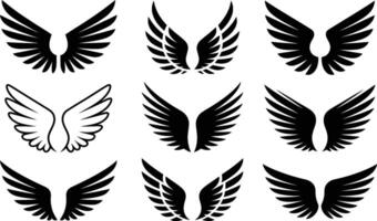 Collection of wings in various styles perfect for logos and design projects vector