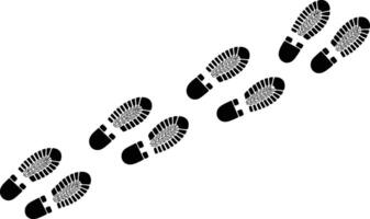 Black bootprints on a white background representing movement and following a path vector