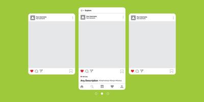 A mockup of three blank social media posts for design inspiration, ideal for Instagram or similar platforms vector