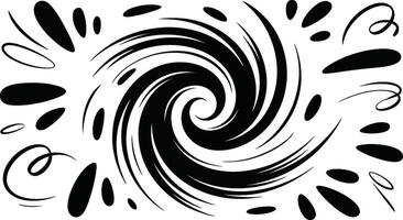 Abstract black and white swirl design with dynamic elements and comic style accents vector