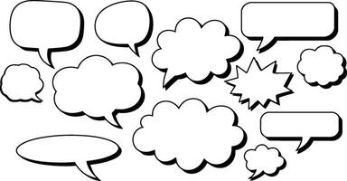 Collection of blank comic speech bubbles for various communication and conversation visuals vector