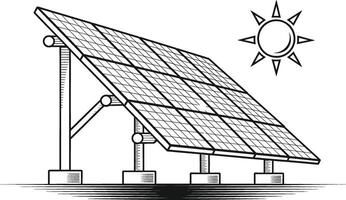 Clean energy solar panel illustration generating renewable power and supporting environmental conservation vector
