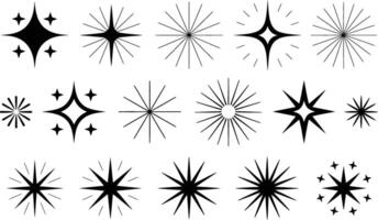 Collection of starburst and sparkle icons in various styles for design elements vector