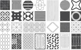 Diverse collection of geometric black and white patterns for creative design elements vector