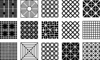 Collection of geometric black and white patterns ideal for decorative backgrounds and design elements vector