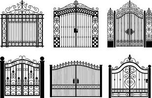 Elegant black and white gate designs for architectural projects and decorative purposes vector