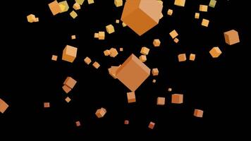 an animated 3d image of orange cubes falling on a black background video