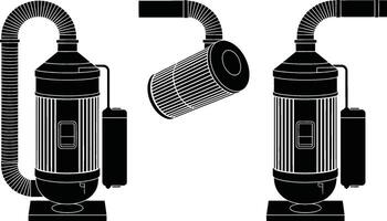 Simple illustration of a industrial air filter system in black and white vector