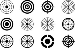 Assortment of target icons in various designs representing concepts of focus accuracy and precision vector
