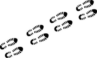Black and white footprint trail icon symbol simple minimalist design concept with white background vector