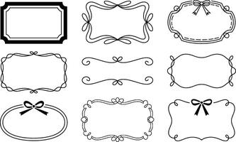 Elegant frame collection featuring various decorative designs with bows and swirls for invitations vector