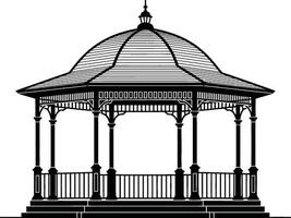 Elegant black and white gazebo illustration suitable for invitations and design projects vector