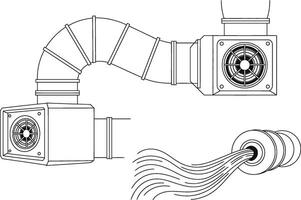Clean air duct system with fans and ventilation drawing showing airflow for environmental engineering concepts vector