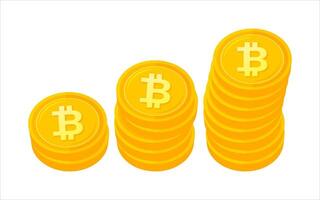 Bitcoin stack icon illustration with shiny gold color. crypto digital currency trading illustration. Symbol of successful investment with big profit vector