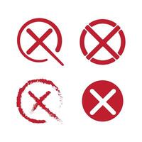 Wrong mark red icon button set. Isolated wrong mark symbol, no sign concept vector