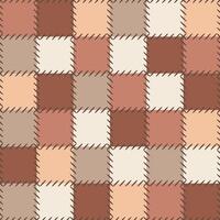Beige seamless patchwork pattern of square quilt tiles, rustic fabric texture ideal for wrapping paper, textiles, crafts or wall background vector