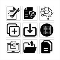 Set Of Icons Representing Data Management,Cybersecurity,And Artificial Intelligence Concepts vector